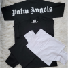 PALM ANGELS MEN'S BLACK T-SHIRTS BACK, Playera palm angels negra para hombre FRENTE Y REVERSO