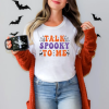 Custom Halloween talk spooky to me white T-Shirts