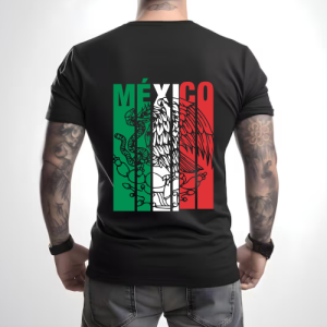 Playera Negra Personalizada México Escudo Para Hombre