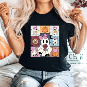 custom halloween coquette cute gosths colors desingn black t-shirt