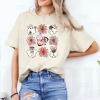 custom halloween cute gosths with flowers coquette natural t-shirt