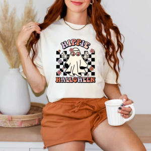 custom halloween hippie halloween v2 natural color t-shirt