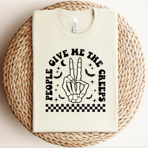 custom halloween people give me the creeps natural t-shirt new