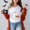 custom halloween Ghost Boo color white t-shirt