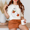 Custom Halloween Ghost With Flowers t-shirt Natural