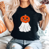 Custom Hallowen Ghost Pumpkin T- Shirt Black