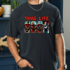 Custom Black T- Shirt Red Black Thug Life Michael Myers, Jason, It, Freddy Horizontal Front