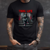 Custom Black T-Shirt Red Thug life It Front