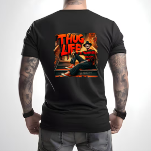 Custom Black T-Shirt Thug life Freddy Back