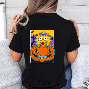 Diseño De Playera Negra Personalizada Halloween Pumpkin Maggie Para Mujer Back