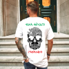 Playera Blanca Personalizada Calavera Negra Viva México Cabrones Para Hombre Reverso