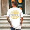 Playera Blanca Personalizada Escudo Mexicano Dorado con Estado en Negro Para Hombre Reverso