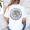 Playera Blanca Personalizada Escudo Nacional Mexicano Color Negro Para Mujer Reverso