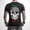 Playera Negra Personalizada Calavera Blanca Tricolor Mexico Magico Para Hombre Reverso