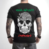 Playera Negra Personalizada Calavera Blanca Viva México Cabrones Tricolor para Hombre Reverso