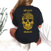 Playera Negra Personalizada Calavera Dorada Mexico Magico Para Mujer Reverso