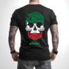 Playera Negra Personalizada Calavera Negra Mexico Tricolor Para Hombre Reverso