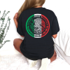 Playera Negra Personalizada Escudo Mexicano Circulo Para Mujer Reverso