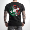 Playera Negra Personalizada Escudo Mexicano El Papá Más Chingon Para Hombre Reverso