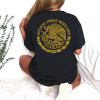 Playera Negra Personalizada Escudo Nacional Mexicano Dorado Para Mujer Reverso