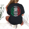 Playera Negra Personalizada Escudo Nacional Mexicano con Apellido Para Mujer Reverso