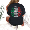 Playera Negra Personalizada Escudo Nacional Mexicano con Apellido Para Mujer Reverso Blanco