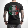 Playera Negra Personalizada Escudo Nacional Mexicano con Tu Estado en Blanco Para Hombre Reverso