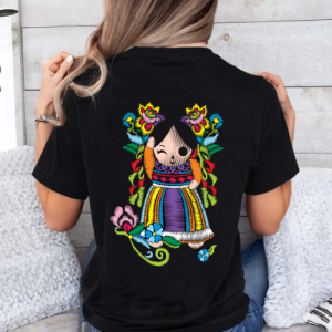 Playera Negra Personalizada Muñeca LeLe efecto Borada Para Mujer