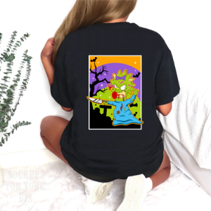 custom halloween lisa zombie with knife black back t-shirt