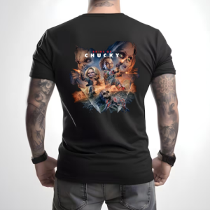 Custom Black T-Shirt Bride Chucky Back