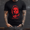 Custom Black T-Shirt Halloween Michael Myers Red Front