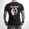 Custom Black T-Shirt Michael Myers REDBLUE Back
