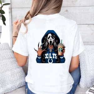 Custom White T-Shirt Indianapolis Colts Back