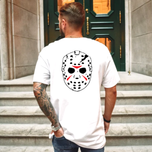 Custom White T-Shirt Jason Draw Back