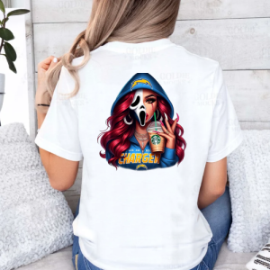 Custom White T-Shirt LA Charger Black
