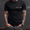 Black T-shirt for men vital signs heart with initial