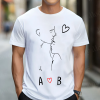 Men's White t-shirt with couple and initials.