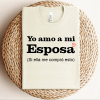 Playera Natural para hombre Yo Amo a mi Esposa (Si ella me compró esto)