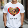 White Man T-shirt with heart, photo and text